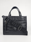 Lion Head Leather Tote in Black