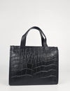 Lion Head Leather Tote in Black