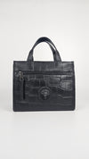 Lion Head Leather Tote in Black