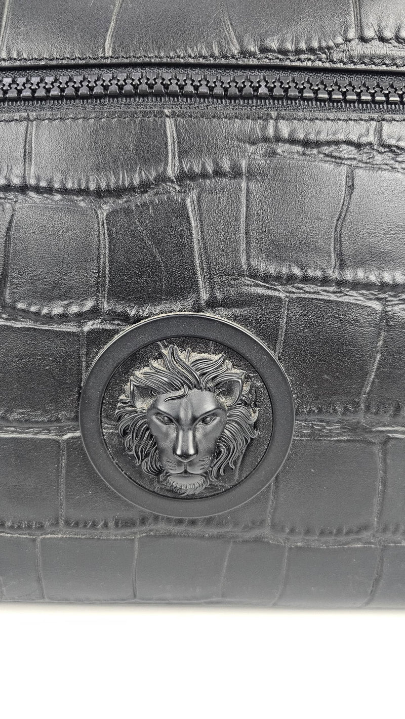 Lion Head Leather Tote in Black