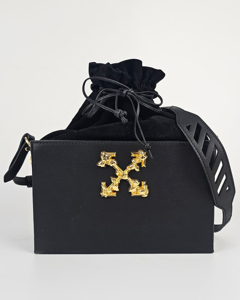 Calf Soft Boxy Bag in Black with Drawstring Pouch Opening