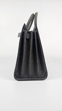 Grey Croc Embossed Leather (Suede) Small Sac De Jour Tote