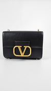 Black Grained Calfskin Leather Small Stud Sign Bag