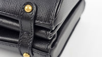 Black Grained Calfskin Leather Small Stud Sign Bag