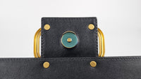 Black Grained Calfskin Leather Small Stud Sign Bag