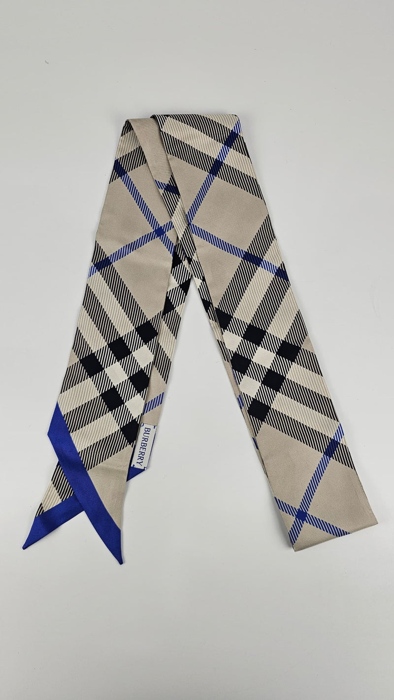 Twilly thin scarf in Blue/Grey/Black