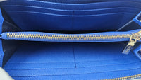 Long Zippy Wallet in Blue Leather