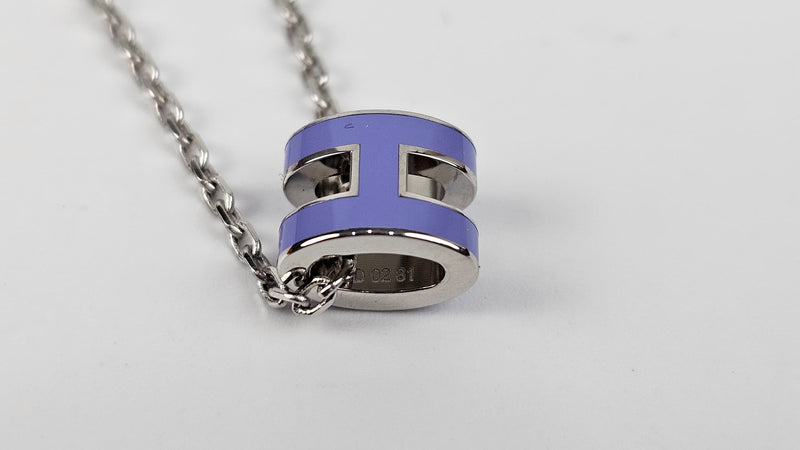 Mini Pop H Lilas Lacquered Metal with Palladium-plated Hardware necklace