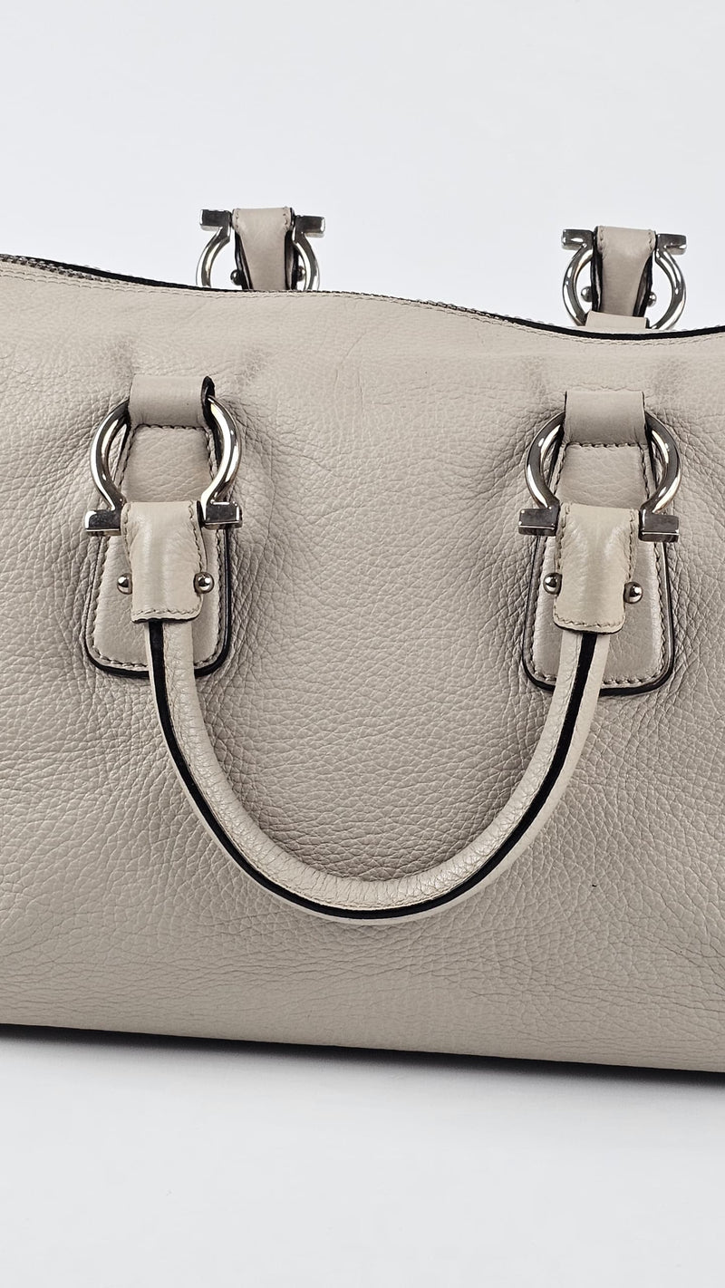 Gancini Top Handle Bag in Cream