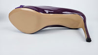 Plum Grape Patent Bow Detail Peep Toe Pumps