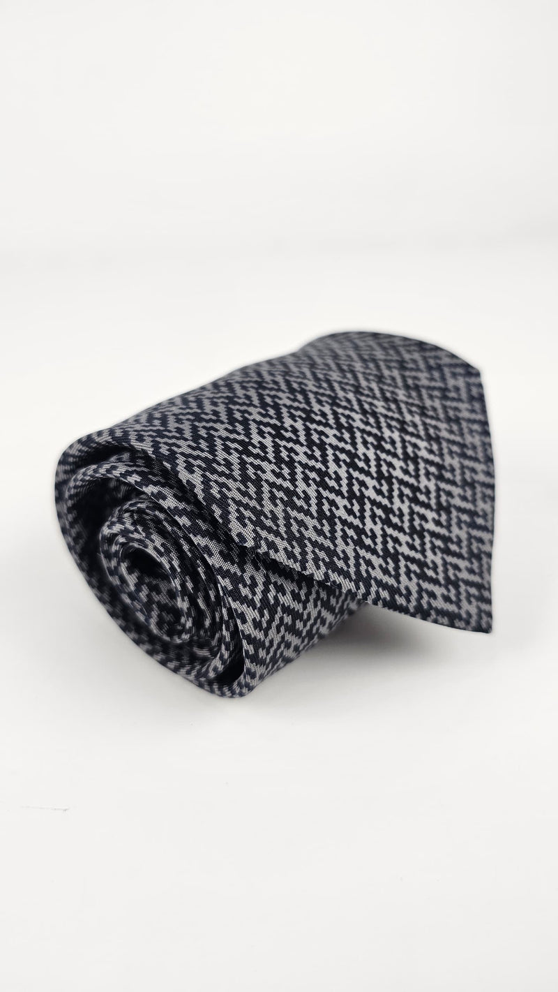 H Faconnee Black Silk tie