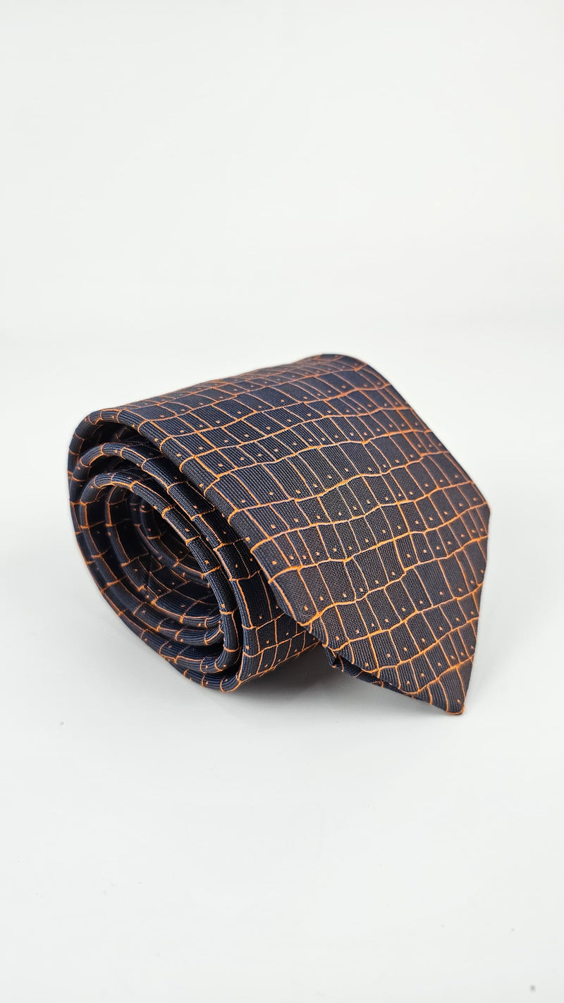 Textile Indigo Orange Necktie