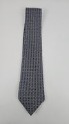 H Navy Blue Printed Silk Necktie