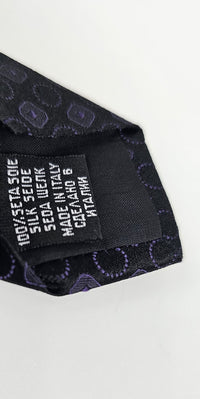 Printed Silk Necktie Black / Purple