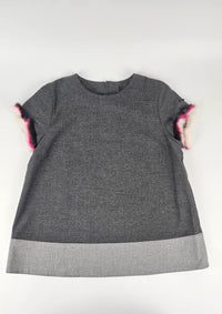 Grey Top with Fur Trim Sleeves