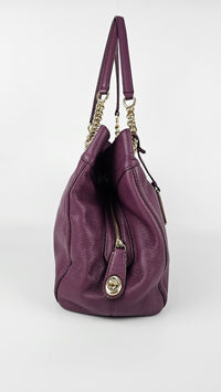 Purple Edie Turnlock Shoulder Tote Bag