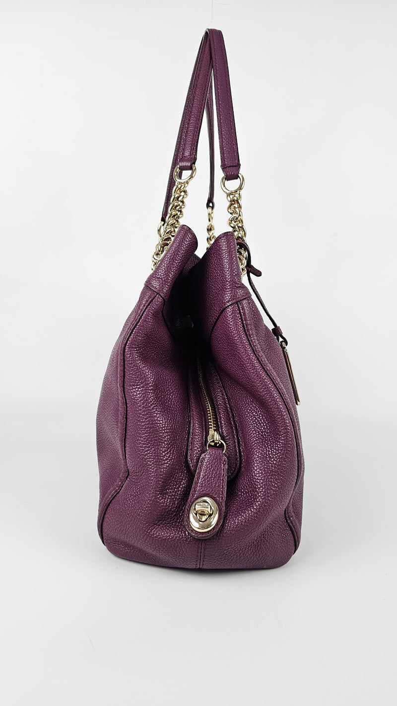 Purple Edie Turnlock Shoulder Tote Bag