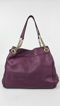 Purple Edie Turnlock Shoulder Tote Bag