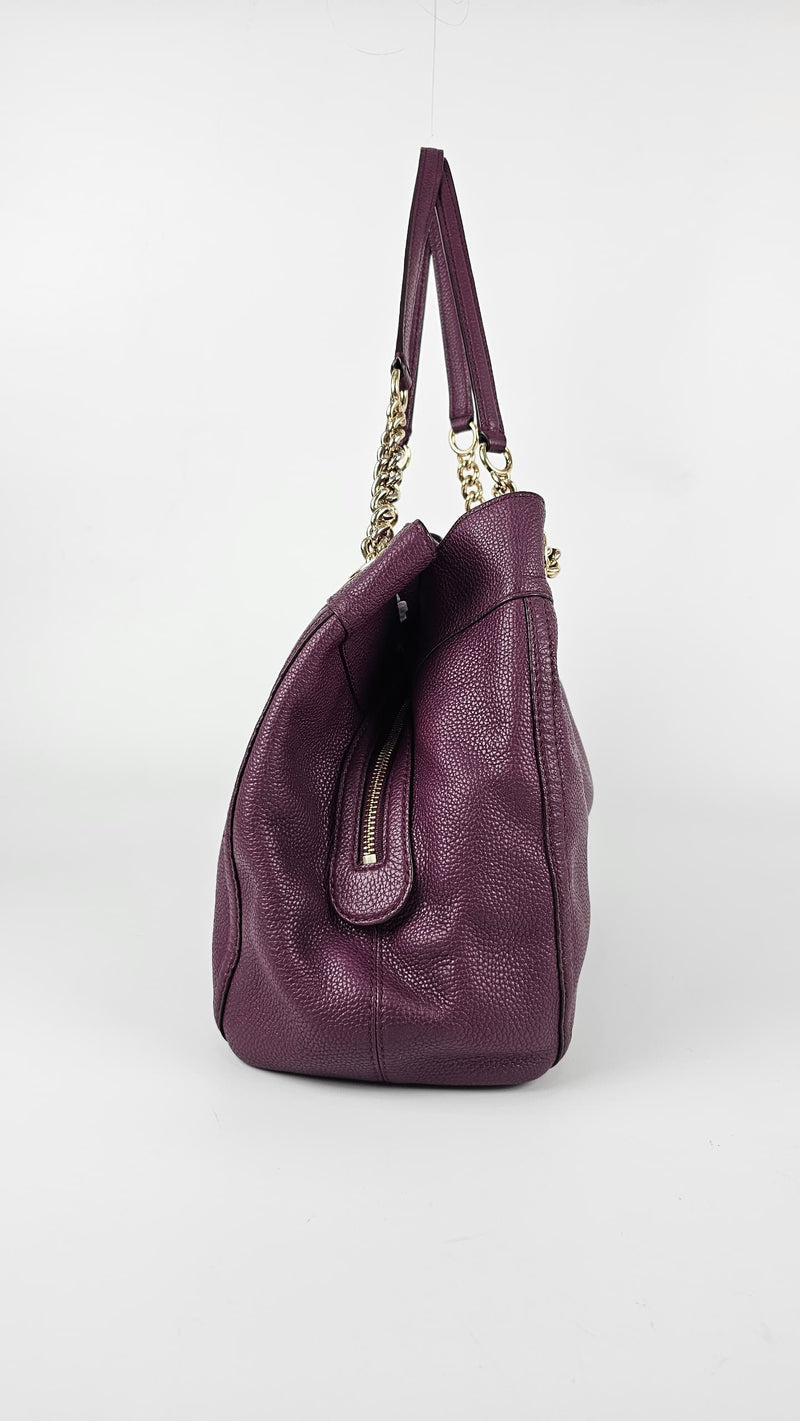 Purple Edie Turnlock Shoulder Tote Bag