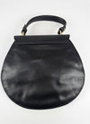 Vintage Round Black Leather Top Handle Bag GHW