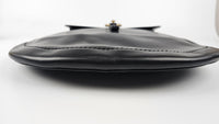 Vintage Round Black Leather Top Handle Bag GHW