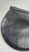 Vintage Round Black Leather Top Handle Bag GHW