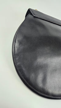 Vintage Round Black Leather Top Handle Bag GHW