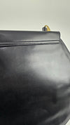 Vintage Round Black Leather Top Handle Bag GHW