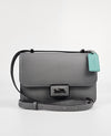 3928 V56GRT Alie Shoulder Bag Grey Soft Pebbled Leather