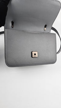 3928 V56GRT Alie Shoulder Bag Grey Soft Pebbled Leather