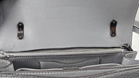 3928 V56GRT Alie Shoulder Bag Grey Soft Pebbled Leather