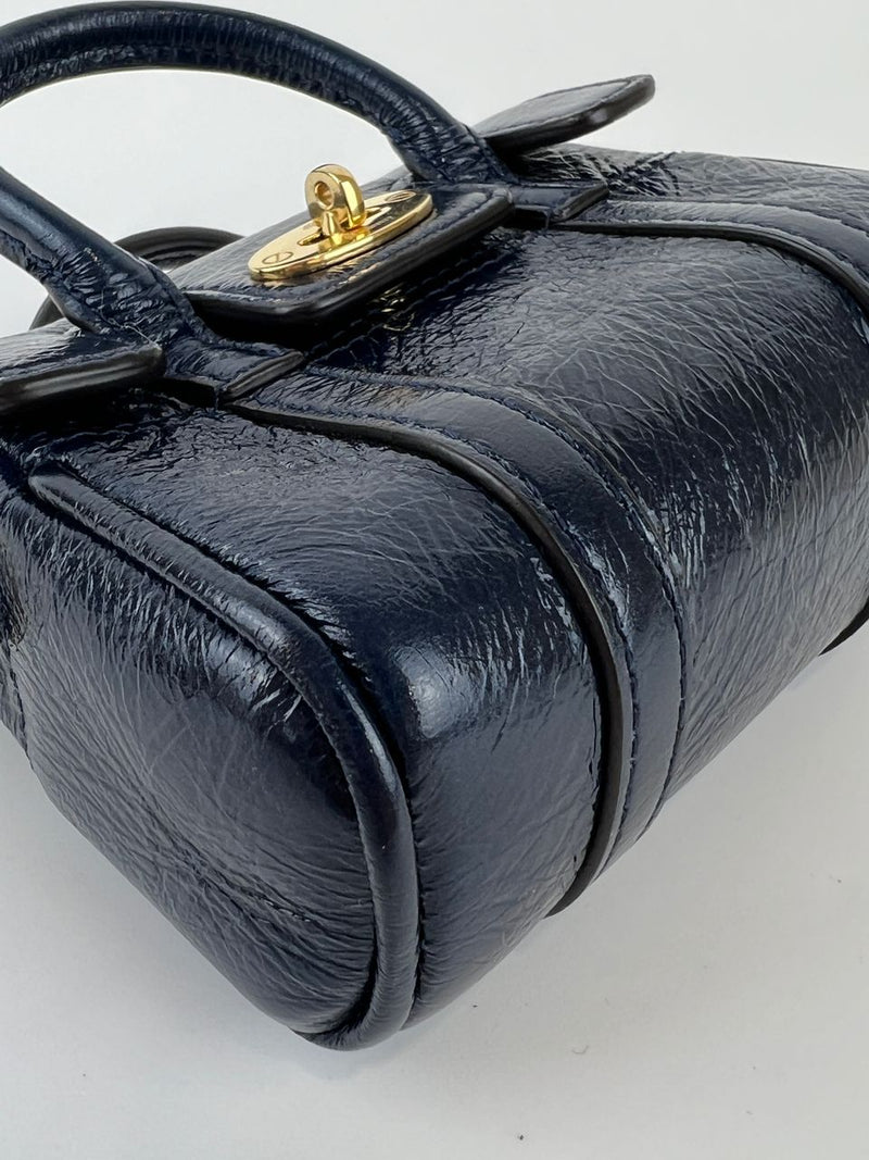 Micro Bayswater Bag in Sapphire Smooth Glossy Calfskin