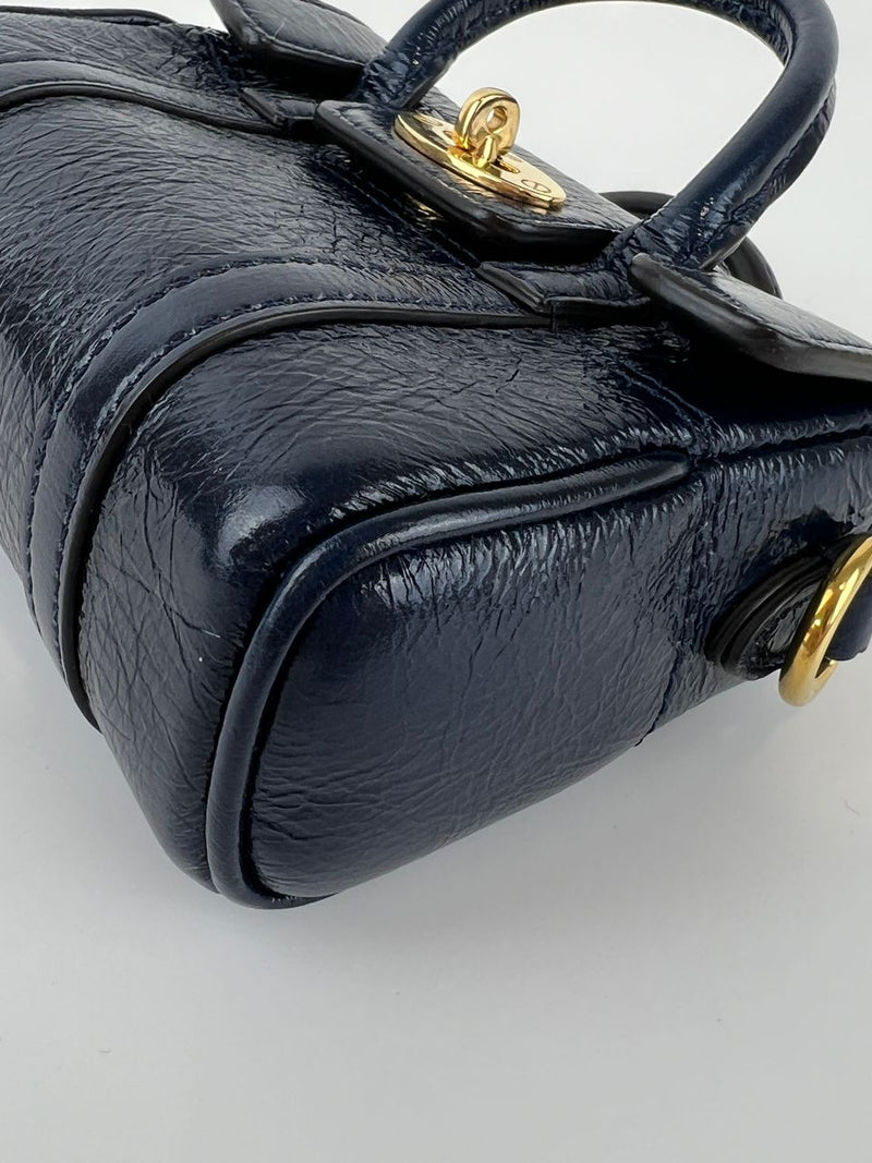 Micro Bayswater Bag in Sapphire Smooth Glossy Calfskin