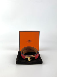 Kelly Double Tour Bracelet in Red Swift Calfskin GHW