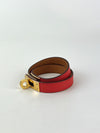 Kelly Double Tour Bracelet in Red Swift Calfskin GHW