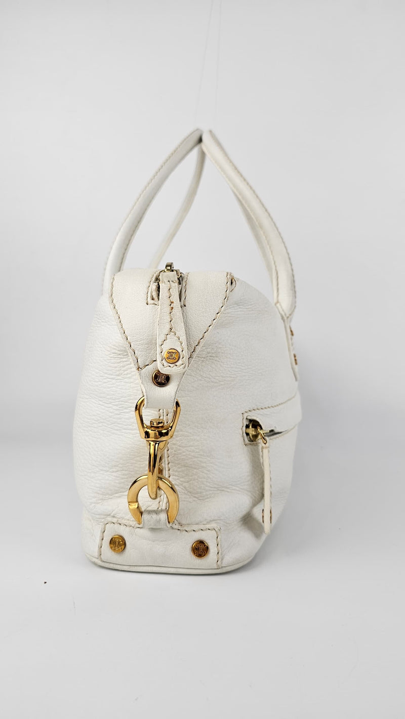 Vintage White Leather Shoulder Bag CE00/15