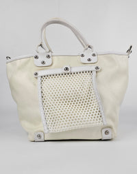 Vintage White Mesh / Canvas Tote