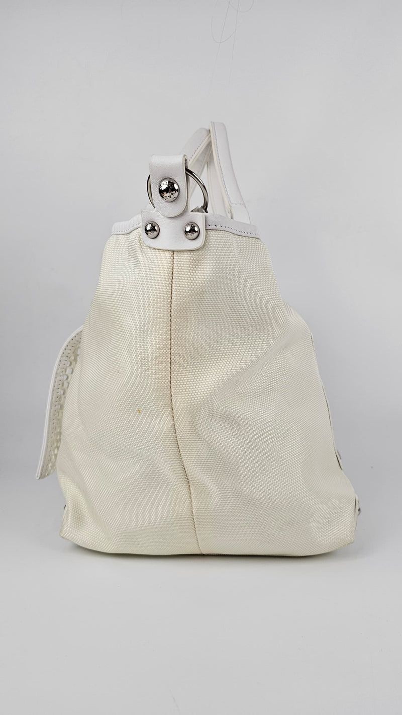 Vintage White Mesh / Canvas Tote