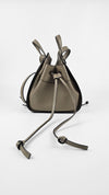 Mini Hammock Drawstring Bag Laurel Green Grained Leather (Grey toned)