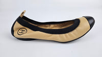 Ballerina Beige/Black Lambskin Ballet Flats