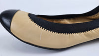 Ballerina Beige/Black Lambskin Ballet Flats