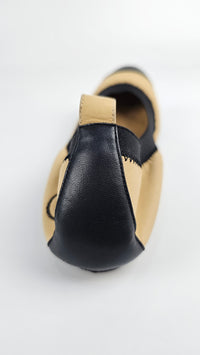 Ballerina Beige/Black Lambskin Ballet Flats