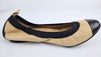 Ballerina Beige/Black Lambskin Ballet Flats