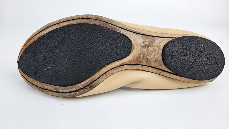 Ballerina Beige/Black Lambskin Ballet Flats