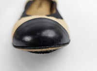 Ballerina Beige/Black Lambskin Ballet Flats