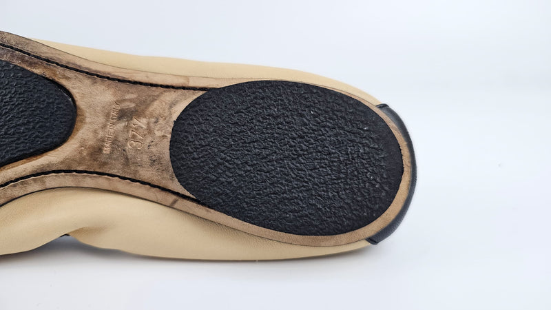 Ballerina Beige/Black Lambskin Ballet Flats