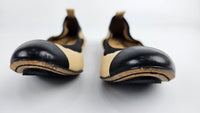 Ballerina Beige/Black Lambskin Ballet Flats