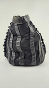 Black Nylon/Nappa Leather Waves Tote Bag