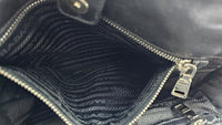 Black Nylon/Nappa Leather Waves Tote Bag