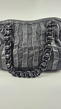 Black Nylon/Nappa Leather Waves Tote Bag